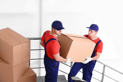Organised moving boxes prepared for collection in Catford