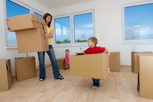 Local house removals team preparing a move in Catford residential street