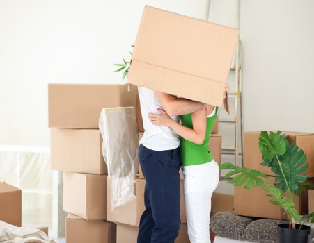 Packed household items loaded into a moving van safely
